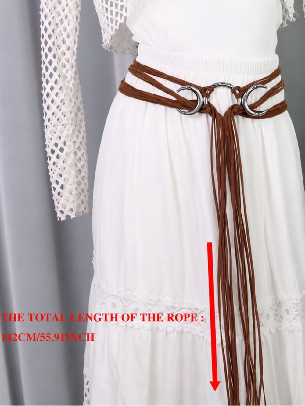 Boho Brown Moon Belt Celestial Wrap Waist Tie Renaissance Fairycore - Picture 7 of 7